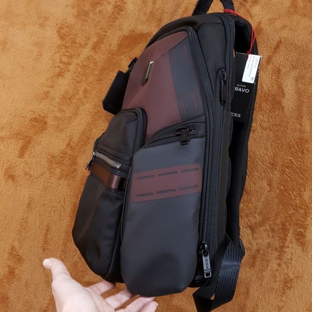 TUMI Backpack Alpha Bravo Navigation Black Burgundy Laptop Travel Business $575 - Picture 5 of 9